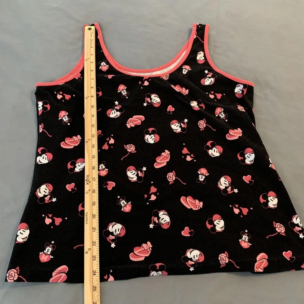 Disney Minnie Mouse Pajama Set Womens 2 Black Pink Tank Top Shorts Sleepwear - Picture 8 of 10